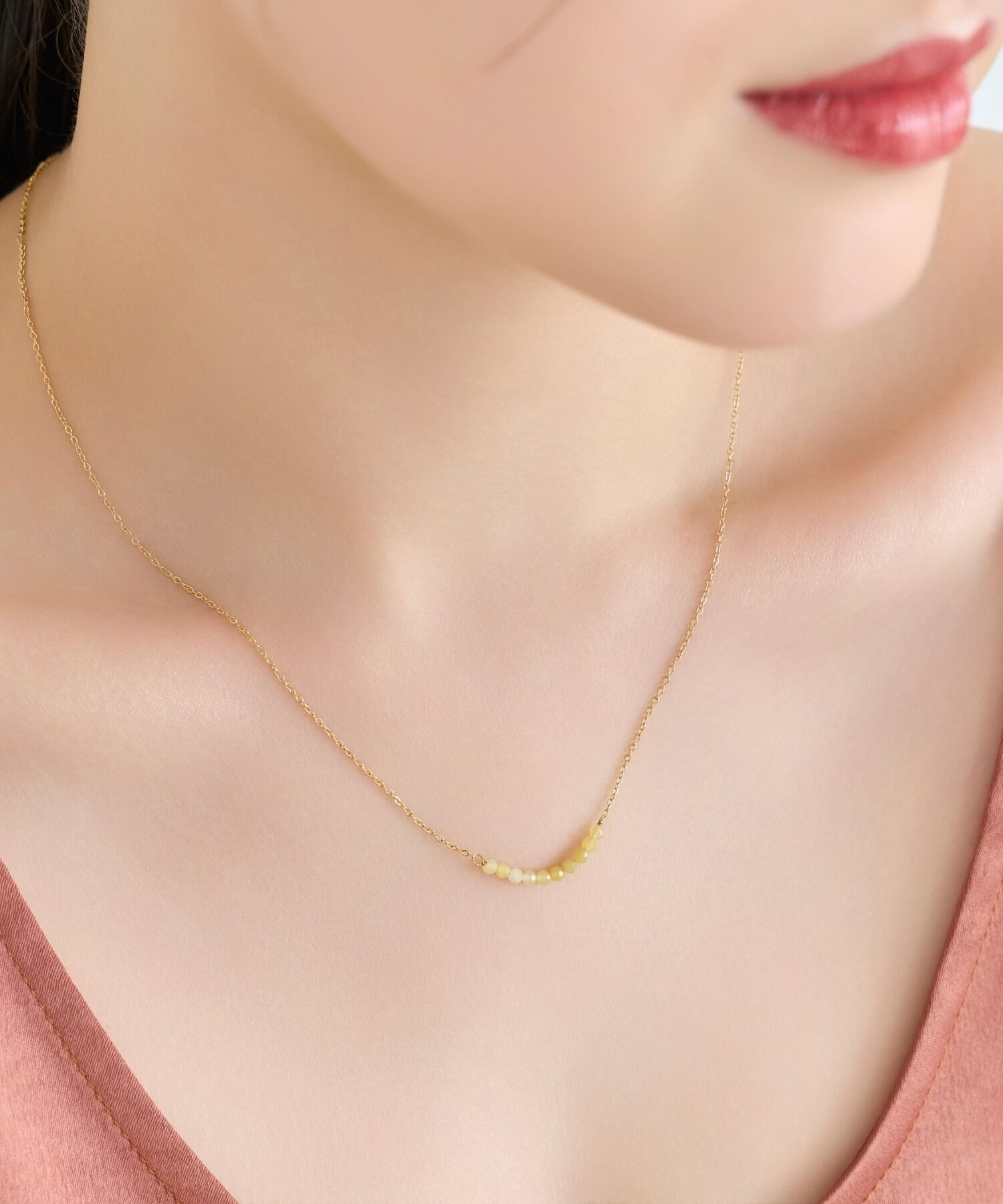 Phoebe「【金属アレルギー対応】サニージェムラインアーチネックレス/天然石/サージカルステンレス」|ネックレス|