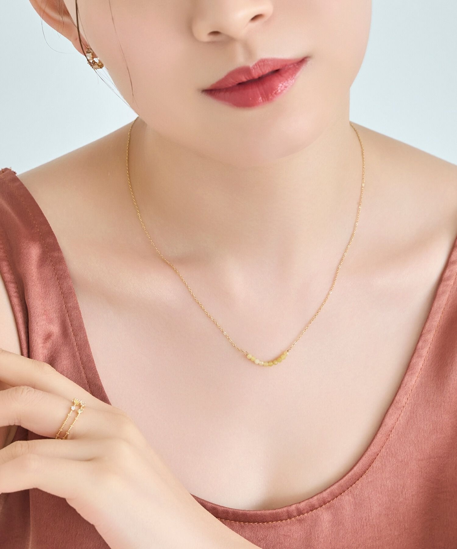 Phoebe「【金属アレルギー対応】サニージェムラインアーチネックレス/天然石/サージカルステンレス」|ネックレス|