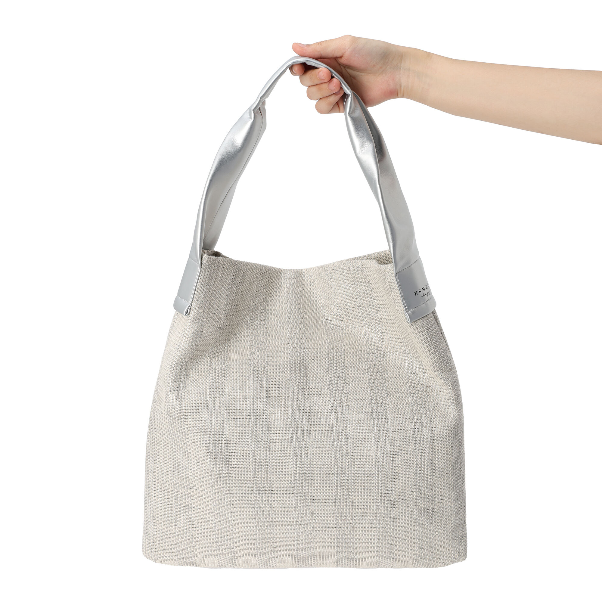  「ストライプトート／ＥＳＭＥＲＡＬＤＯ　ｈａｐｐｉｎｅｓｓ」|トートバッグ|グレー