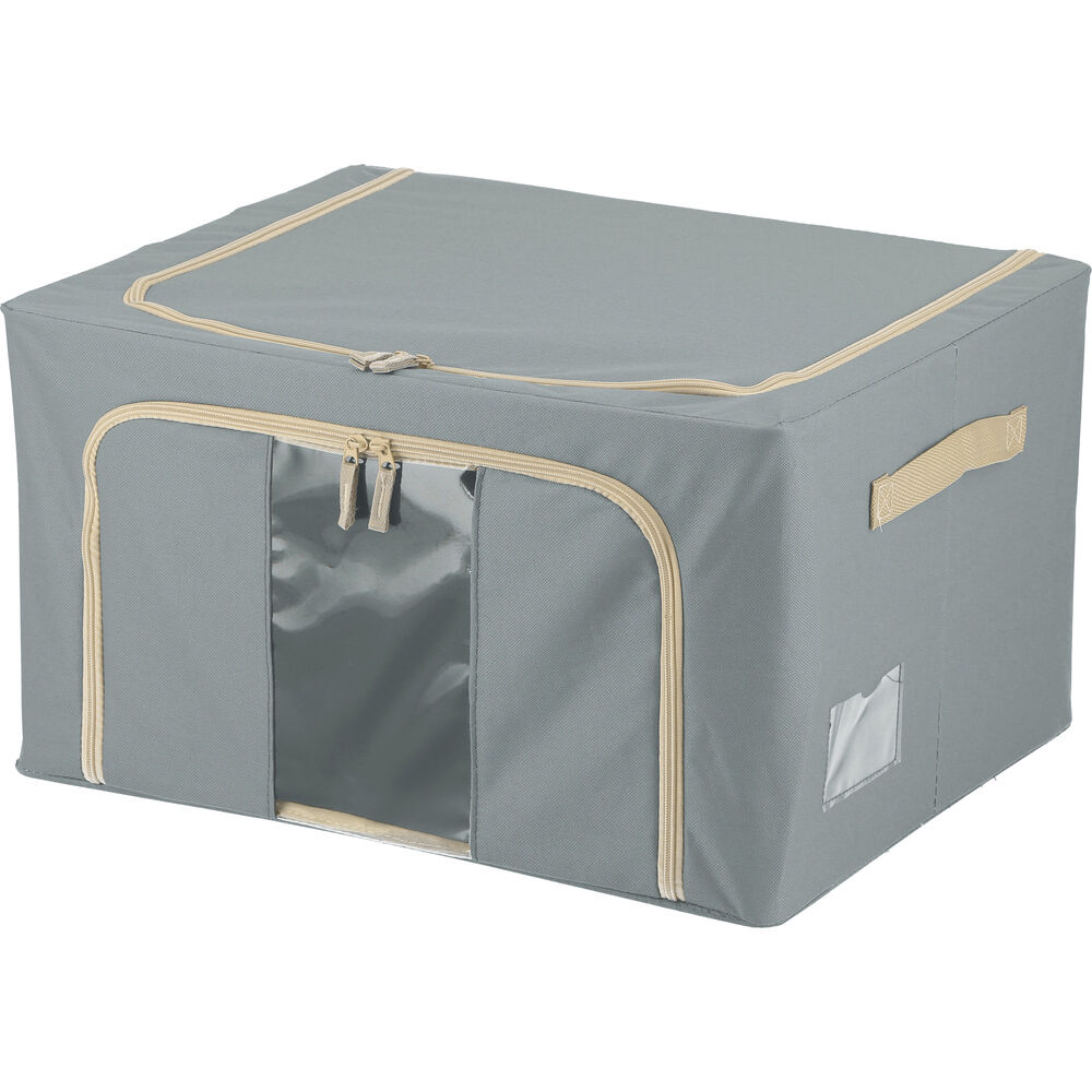 BACKYARD FAMILY「窓付 積み重ね 収納ボックス 55L 衣類収納 通販 衣装ケース 窓付き 折りたたみ式 折り畳み式」|その他|グレー1