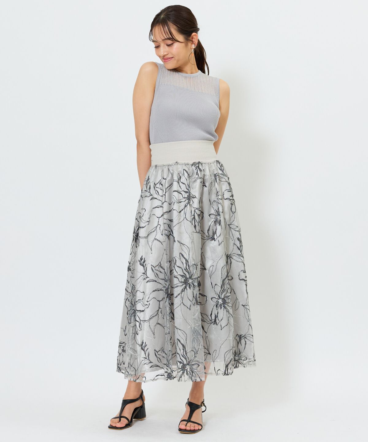 アンドクチュール「シアー切替ノースリトップス」|ニット・セーター|