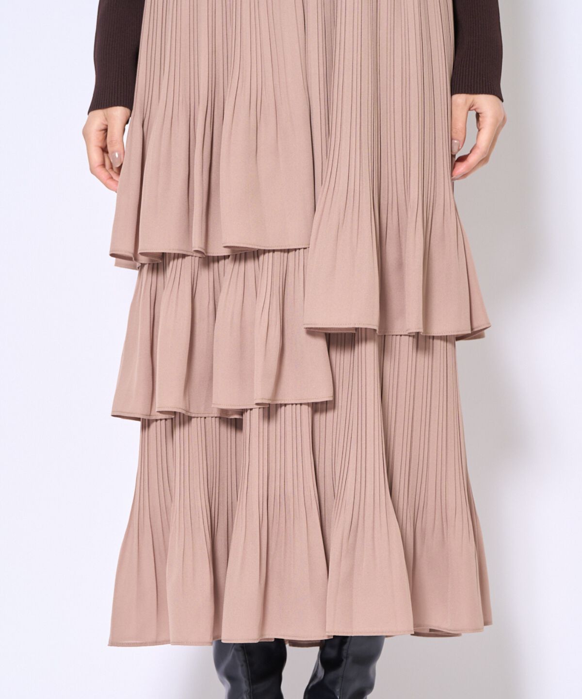 アンドクチュール「消しプリーツドッキングワンピース」|ワンピース|