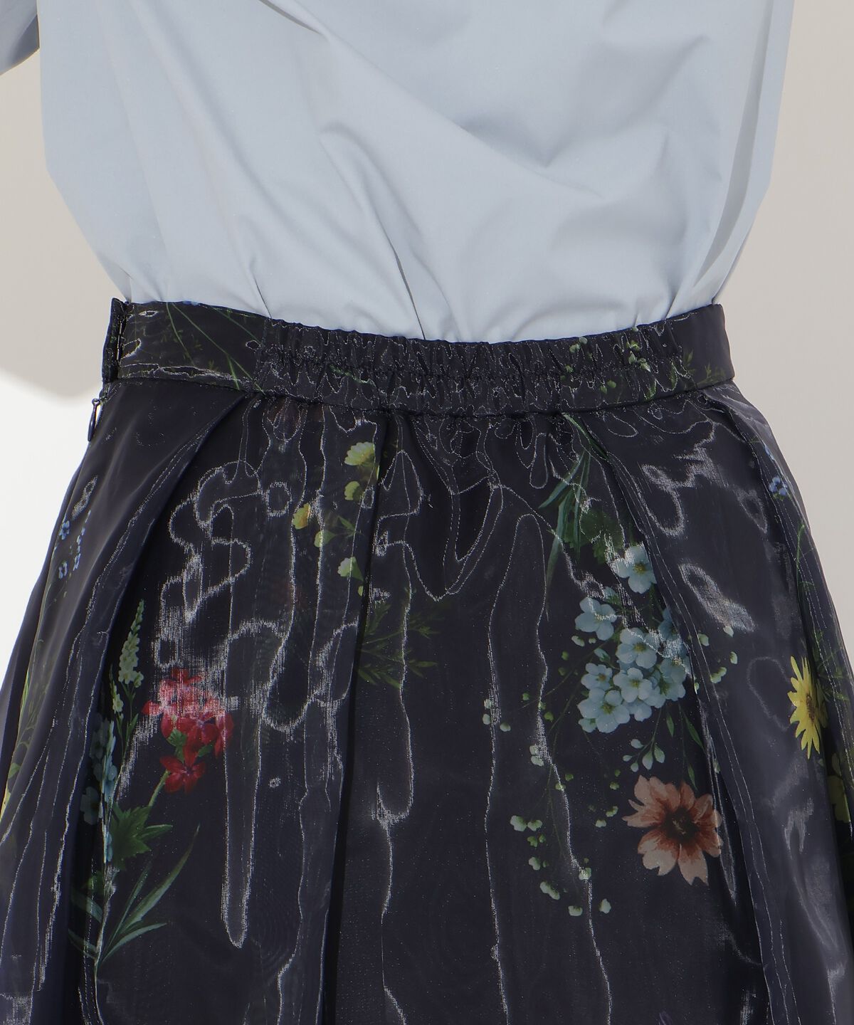 アンドクチュール「フラワーオーガンジーフレアスカート」|フレア|