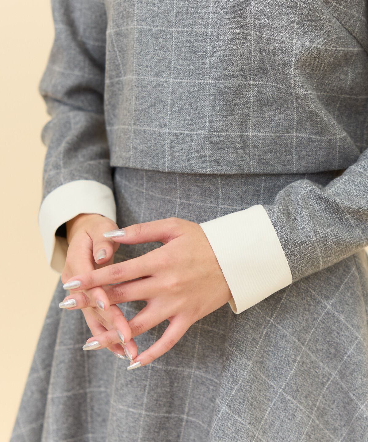 REDYAZEL「バイカラーチェックスタンドトップス」|シャツ・ブラウス|