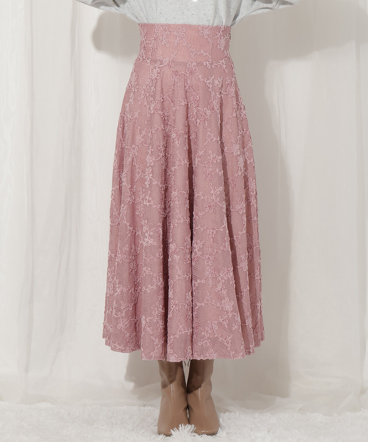 WILLSELECTION「起毛フラワーレーススカート」|フレア|