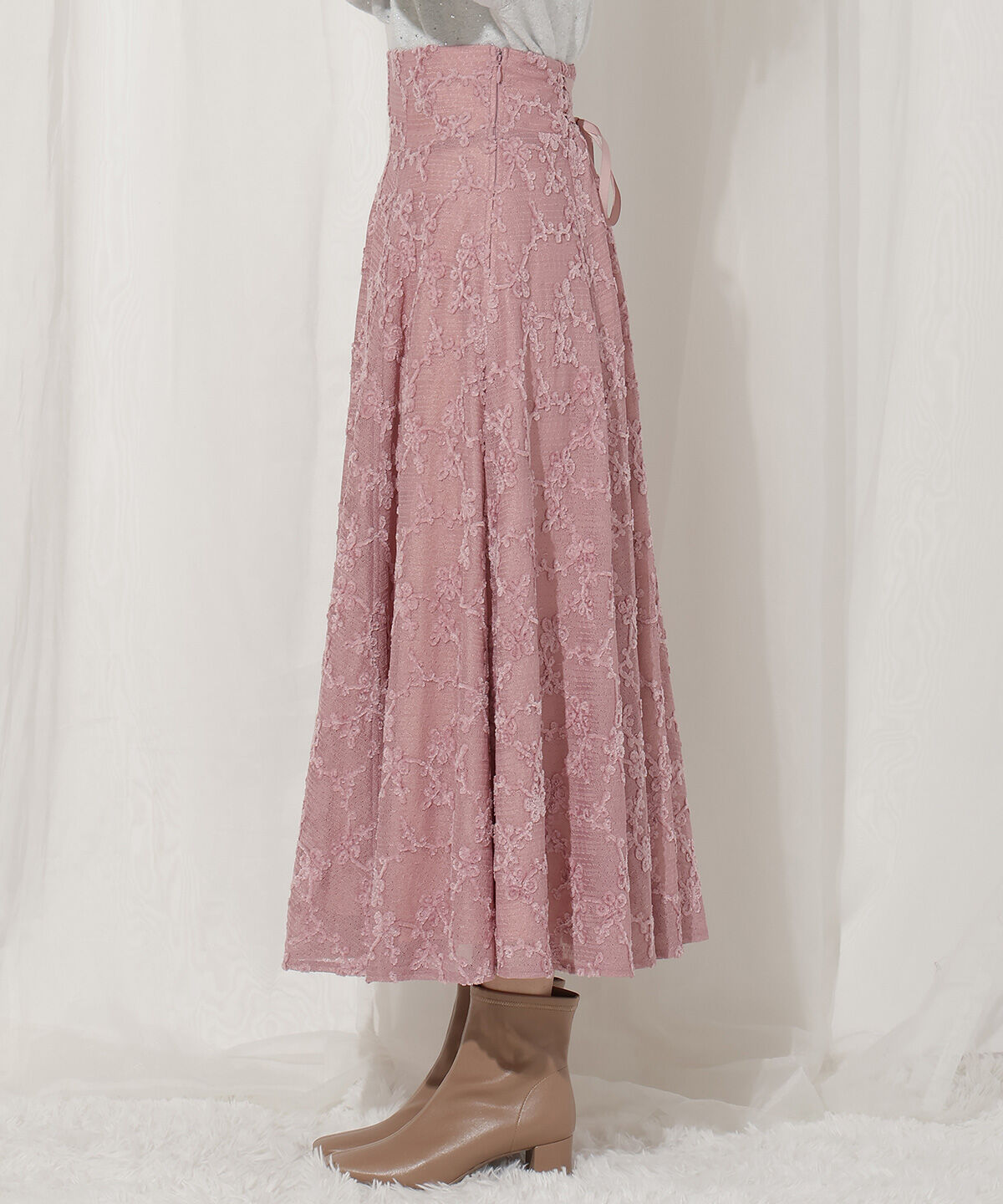 WILLSELECTION「起毛フラワーレーススカート」|フレア|