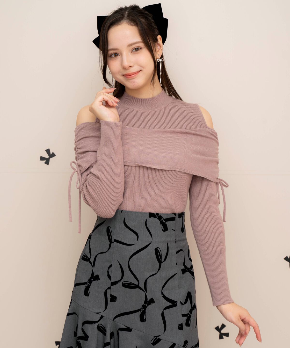 WILLSELECTION「ギャザーリボンオフショルニット」|ニット・セーター|