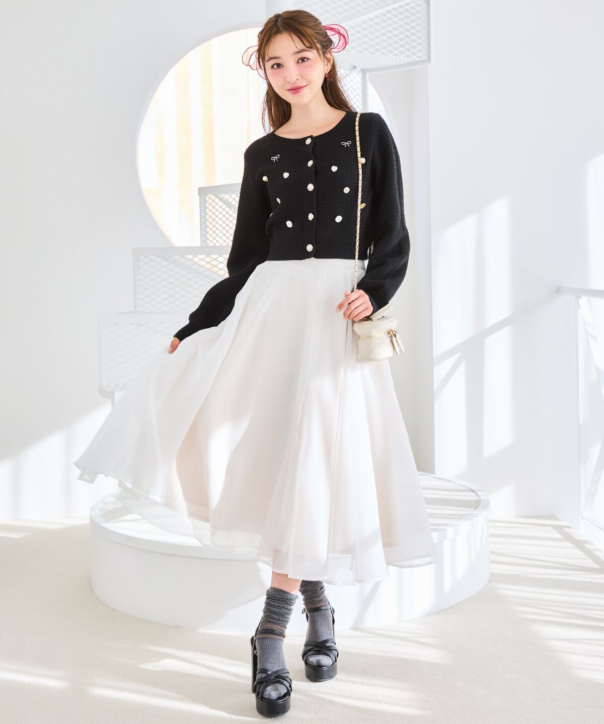 WILLSELECTION「シャイニービジューカーディガン」|カーディガン|