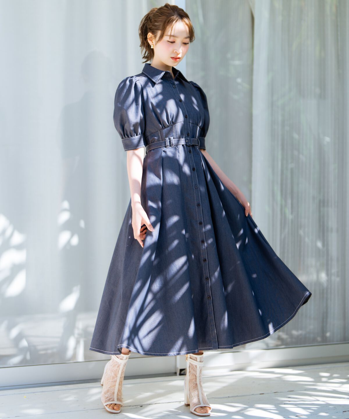 WILLSELECTION「ベルト付きタックスリーブフレアワンピース」|ワンピース|