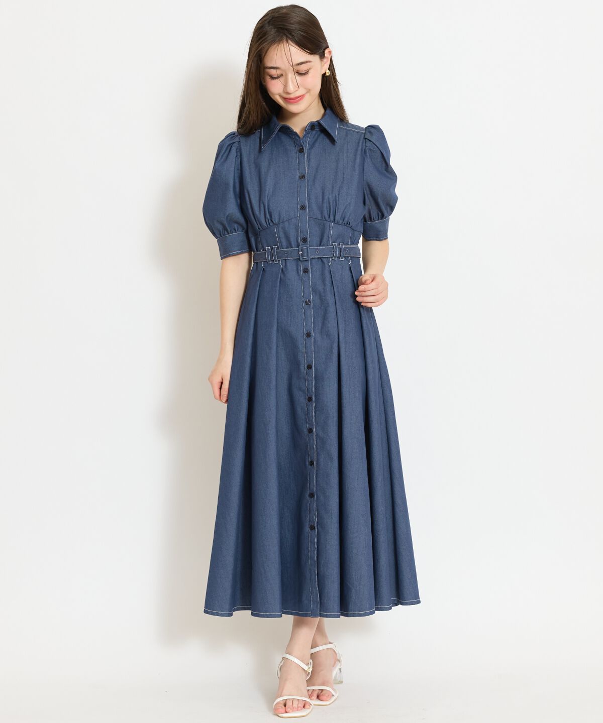 WILLSELECTION「ベルト付きタックスリーブフレアワンピース」|ワンピース|