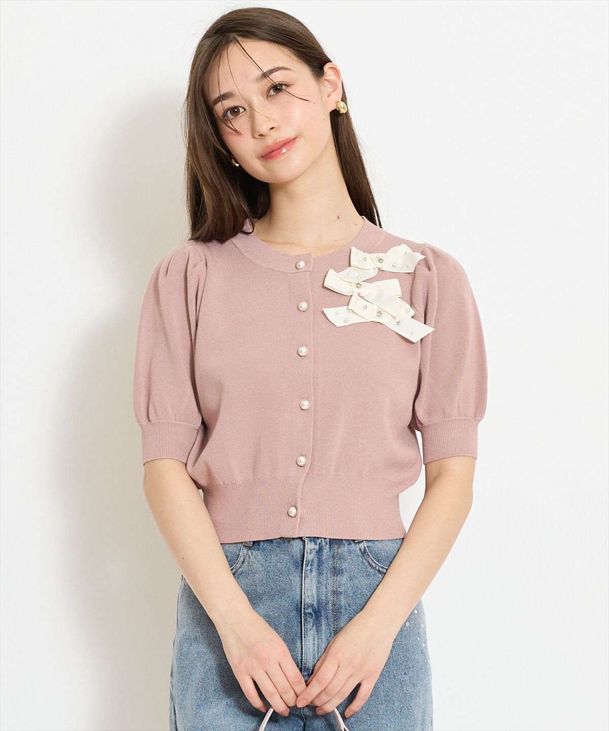 WILLSELECTION「リボンデコレーションカーディガン」|カーディガン|ピンク