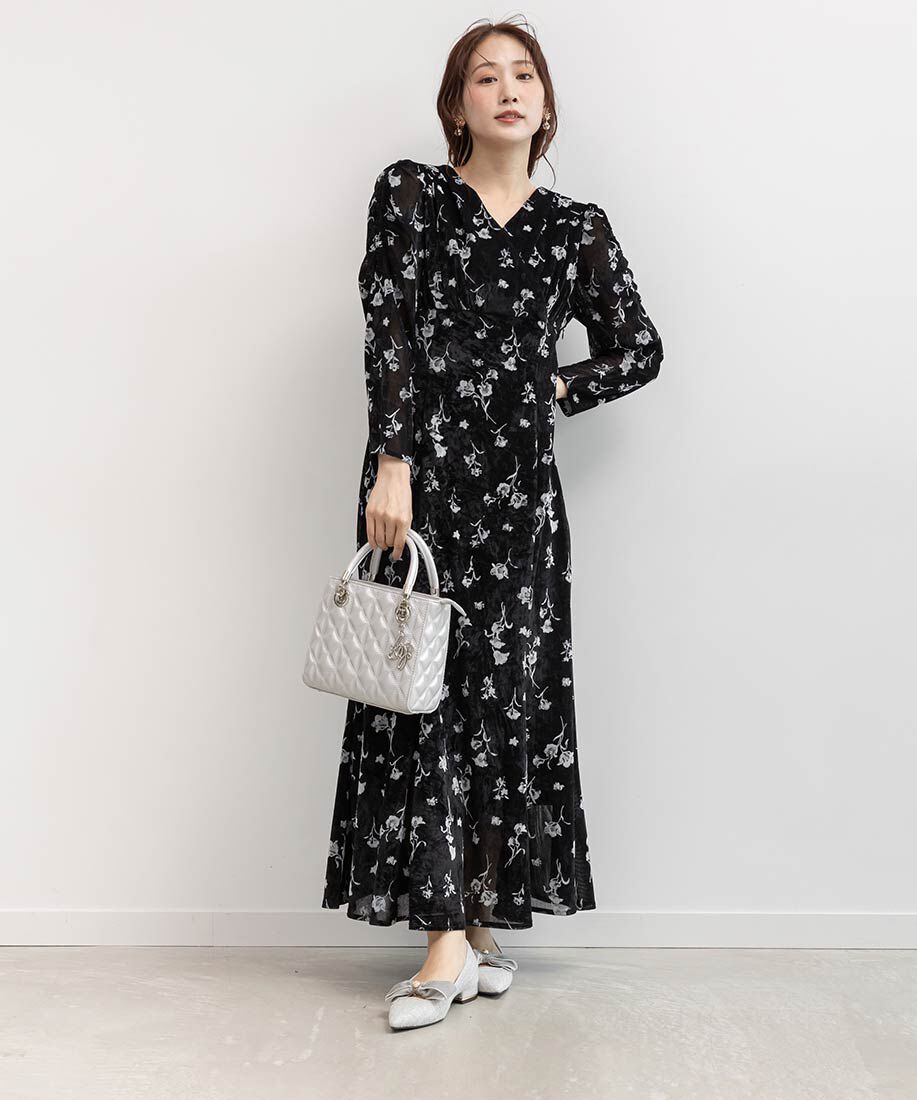  「ベロアリボンクラシカルフラットパンプス」|パンプス|