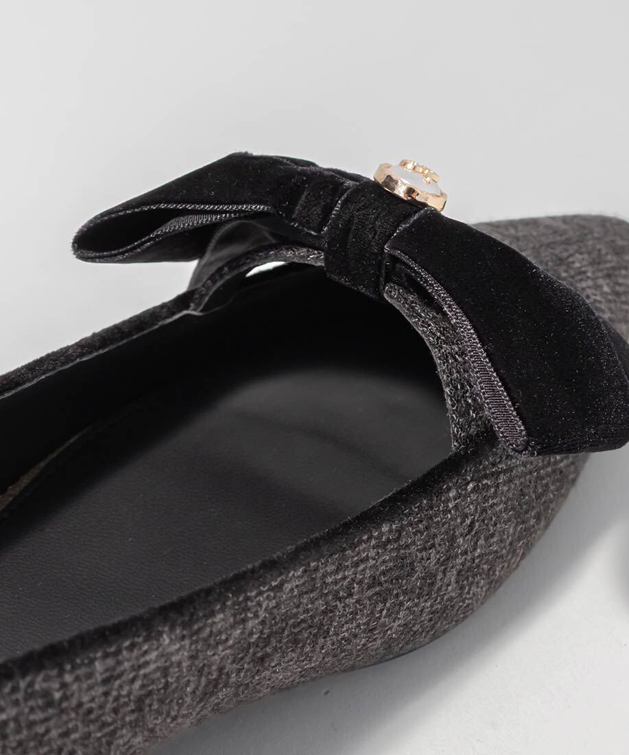  「ベロアリボンクラシカルフラットパンプス」|パンプス|