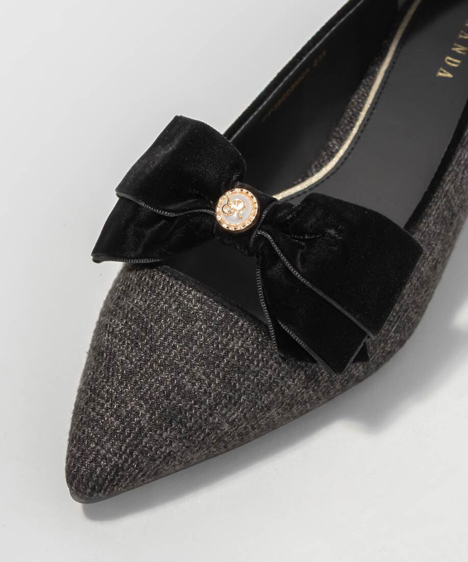  「ベロアリボンクラシカルフラットパンプス」|パンプス|