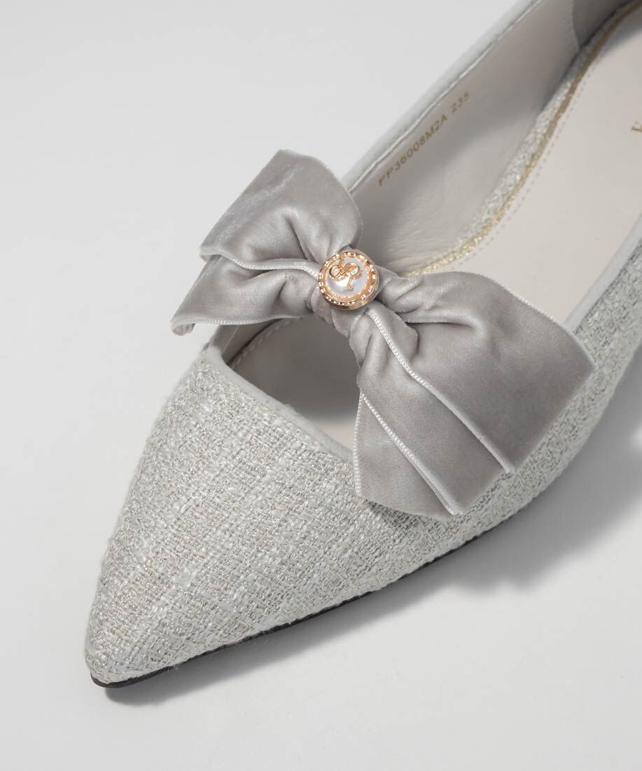  「ベロアリボンクラシカルフラットパンプス」|パンプス|