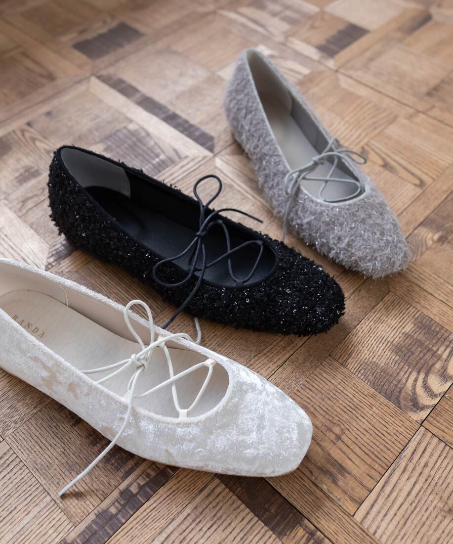  「レースアップフラットパンプス」|パンプス|