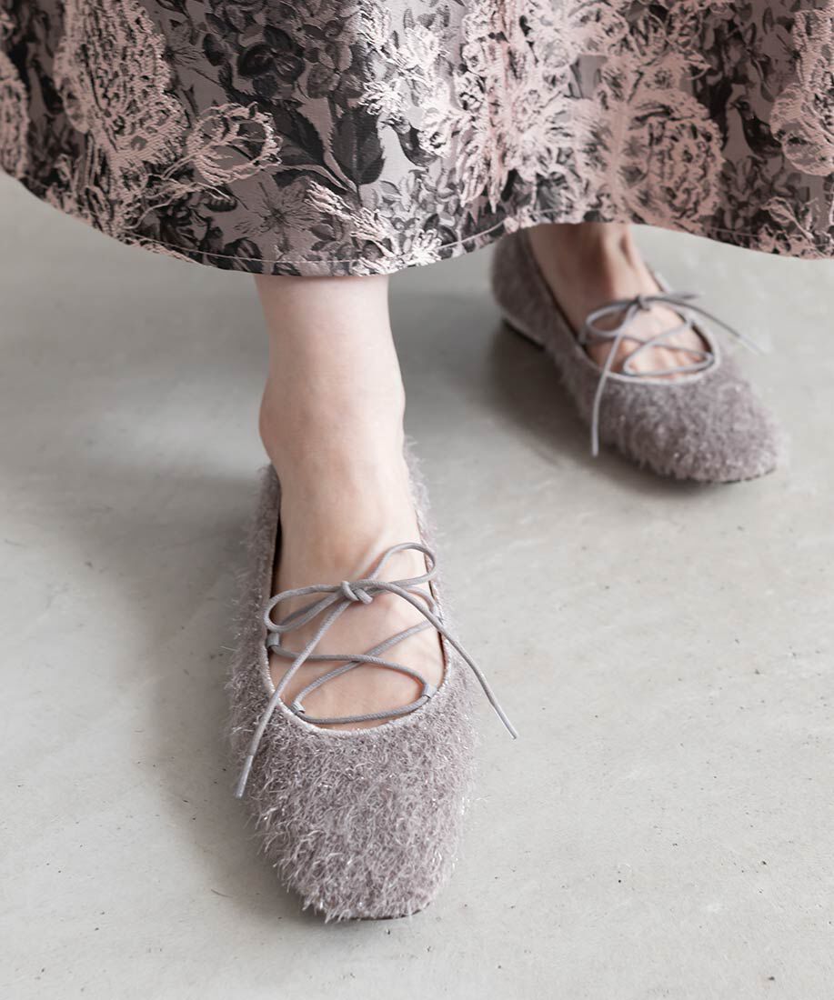  「レースアップフラットパンプス」|パンプス|