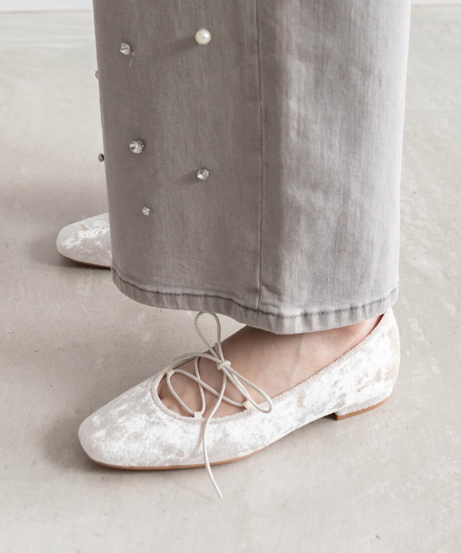  「レースアップフラットパンプス」|パンプス|