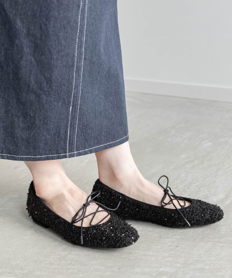  「レースアップフラットパンプス」|パンプス|