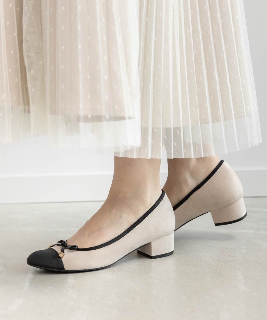  「コンビマテリアルラウンドトゥパンプス」|パンプス|