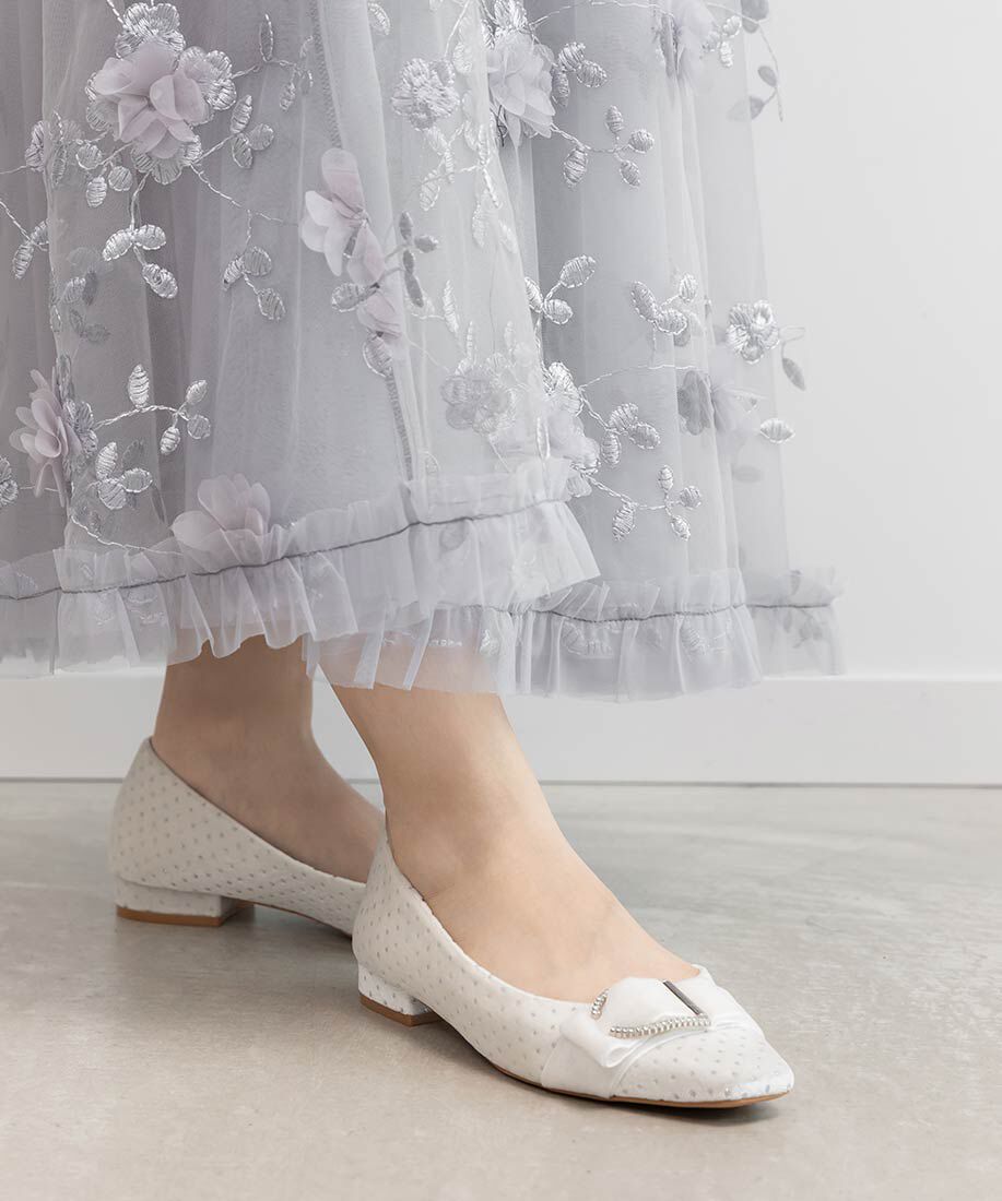  「ビジューバックルベルトフラットパンプス」|パンプス|