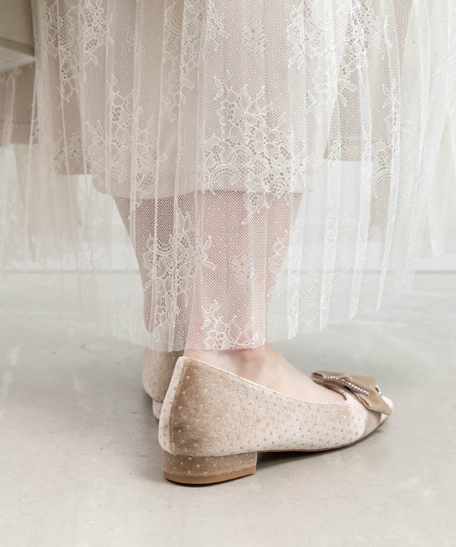  「ビジューバックルベルトフラットパンプス」|パンプス|