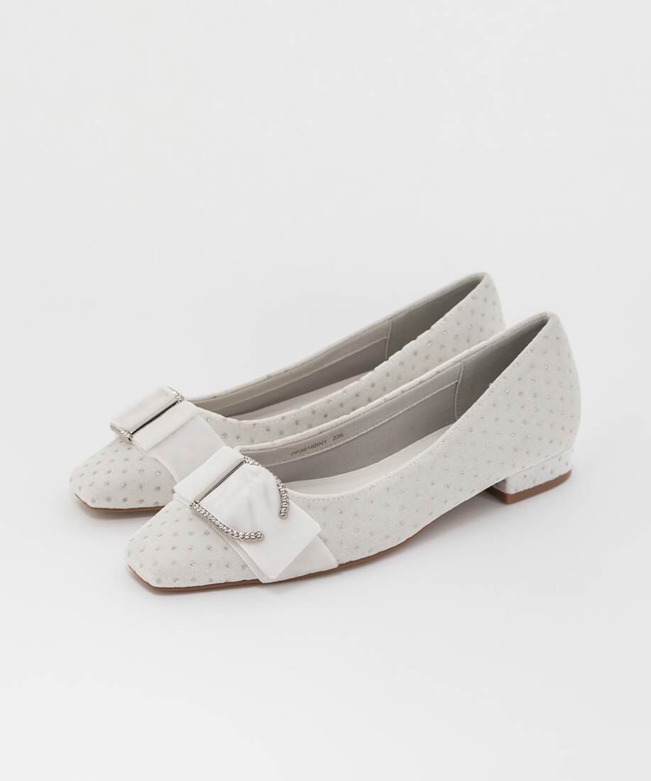  「ビジューバックルベルトフラットパンプス」|パンプス|