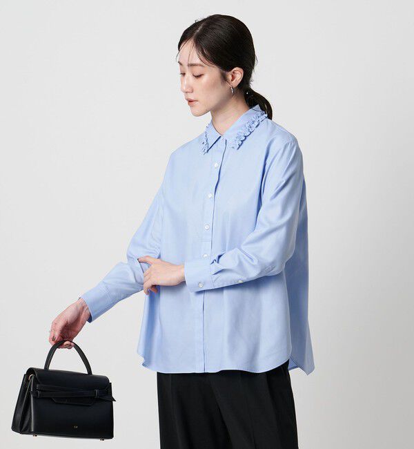 UNITED ARROWS「ミニフリルシャツ‐ウォッシャブル‐」|シャツ・ブラウス|LT.BLUE