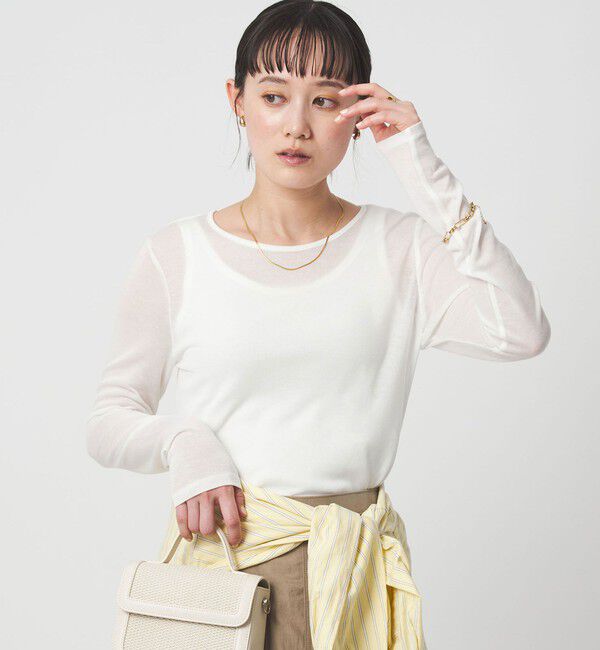 UNITED ARROWS green label relaxing「レディ シアー クルーネック カットソー」|Tシャツ・カットソー|OFF WHITE