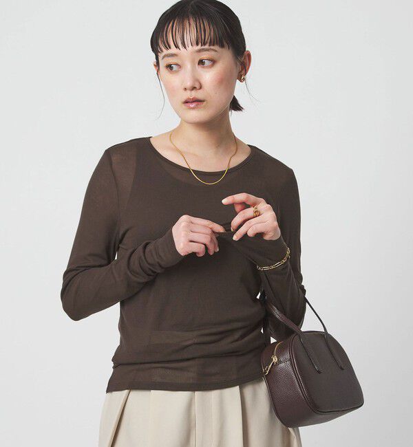 UNITED ARROWS green label relaxing「レディ シアー クルーネック カットソー」|Tシャツ・カットソー|DK.BROWN