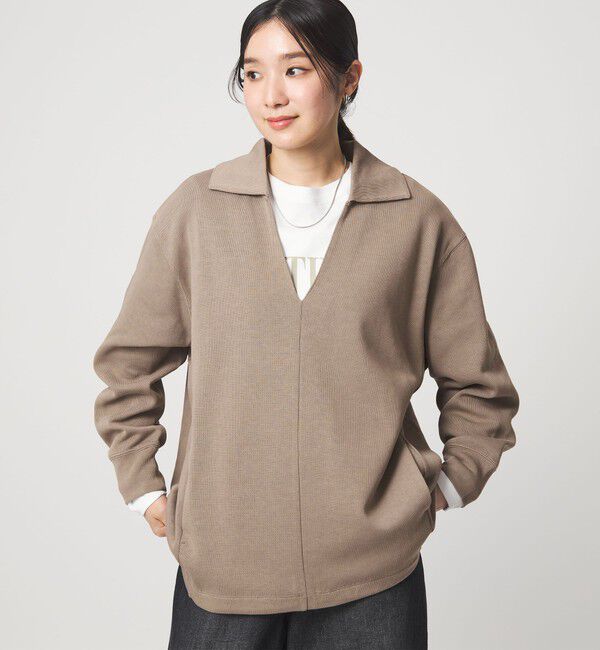 UNITED ARROWS green label relaxing「【WEB限定】＜at ease＞ダブルフェイス エリツキ プルオーバー カットソー」|Tシャツ・カットソー|