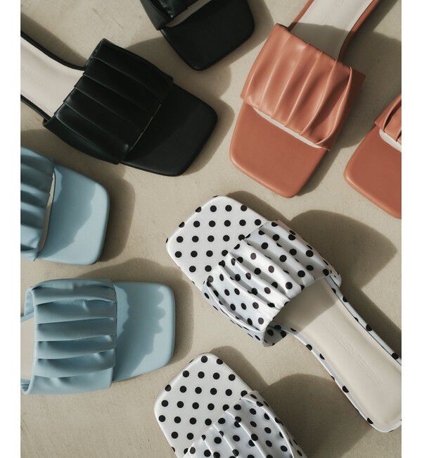 EMMEL REFINES「＜EMMEL REFINES＞EM ギャザー フラット サンダル」|サンダル|WHITE