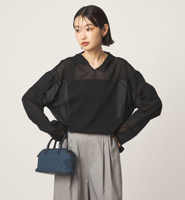 UNITED ARROWS green label relaxing「シアー フーディー プルオーバー カットソー」|Tシャツ・カットソー|BLACK