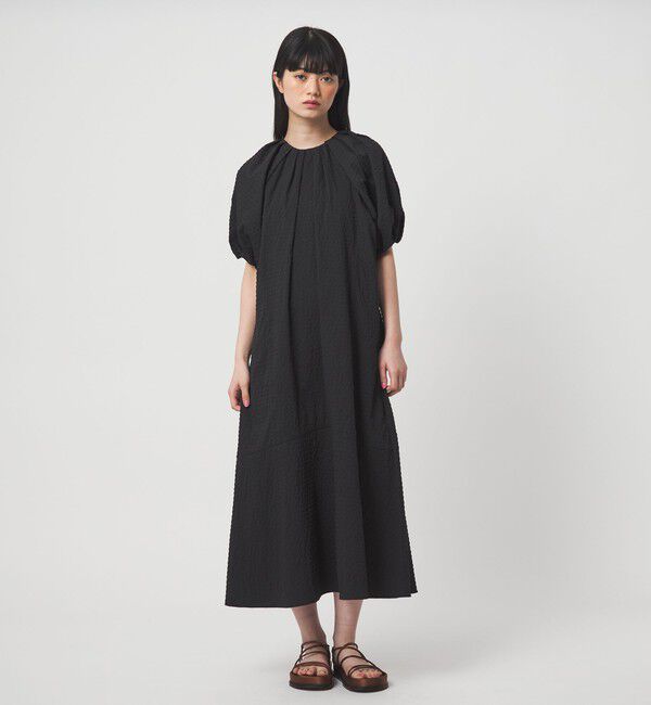 EMMEL REFINES「＜EMMEL REFINES＞EM  パフスリーブ キリカエ ワンピース」|ワンピース|BLACK