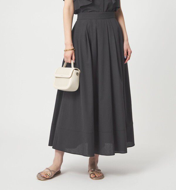 UNITED ARROWS green label relaxing「Breeze Cool タック スカート マシンウォッシャブル 通気性 UVカット」|フレア|DK.GRAY
