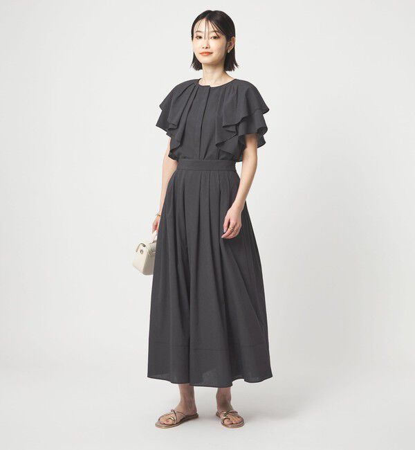 UNITED ARROWS green label relaxing「Breeze Cool タック スカート マシンウォッシャブル 通気性 UVカット」|フレア|