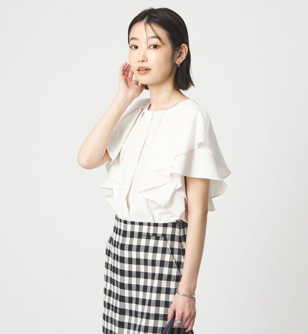 UNITED ARROWS green label relaxing「Breeze Cool  ラッフル ブラウス マシンウォッシャブル 吸水速乾 通気性 UVカット」|シャツ・ブラウス|