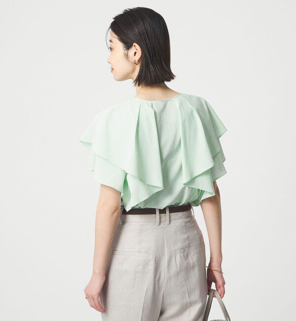 UNITED ARROWS green label relaxing「Breeze Cool  ラッフル ブラウス マシンウォッシャブル 吸水速乾 通気性 UVカット」|シャツ・ブラウス|