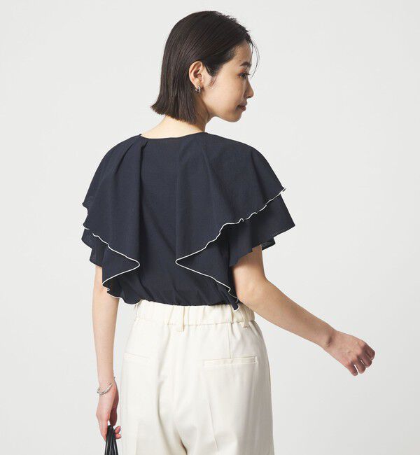 UNITED ARROWS green label relaxing「Breeze Cool  ラッフル ブラウス マシンウォッシャブル 吸水速乾 通気性 UVカット」|シャツ・ブラウス|