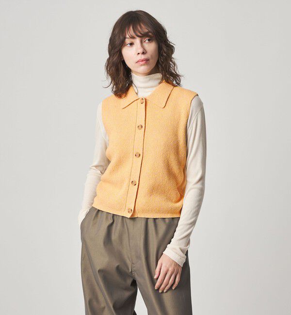 STEVEN ALAN「＜Steven Alan＞ブークレヤーン ポロカラー ニット ベスト」|ベスト・ジレ|YELLOW
