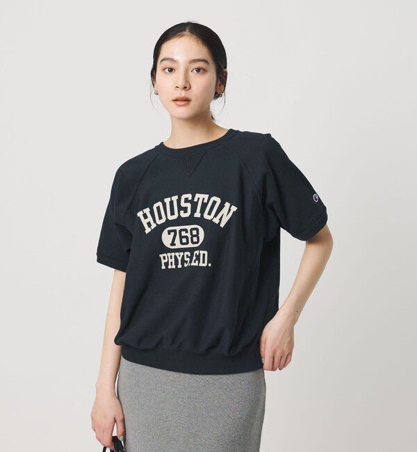 BEAUTY&YOUTH UNITED ARROWS「【別注】＜Champion＞ロゴスウェット ショートスリーブ プルオーバー」|スウェット・ジャージ|NAVY