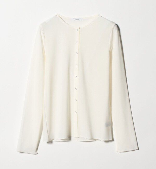 BEAUTY&YOUTH UNITED ARROWS「リングボタン チュール カーディガン ウォッシャブル 接触冷感」|カーディガン|