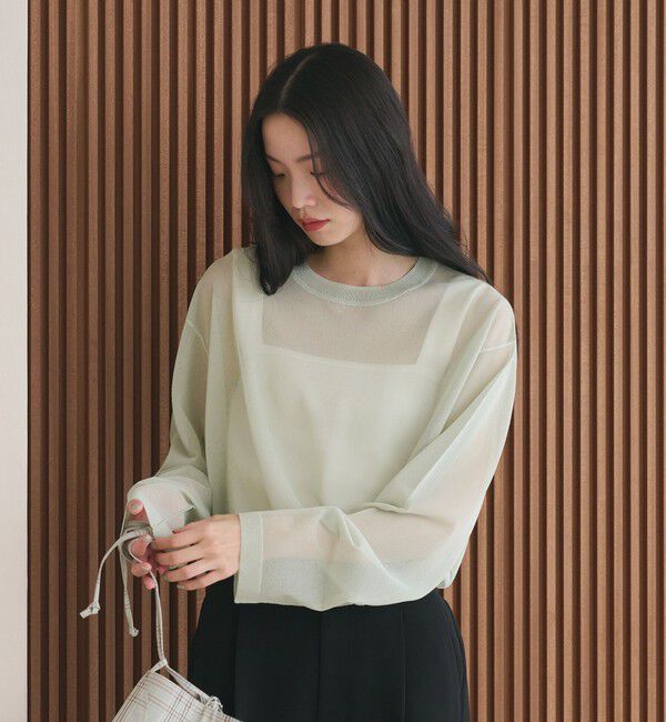 BEAUTY&YOUTH UNITED ARROWS「レーヨンナイロン ライン シアーニット プルオーバー ウォッシャブル」|ニット・セーター|