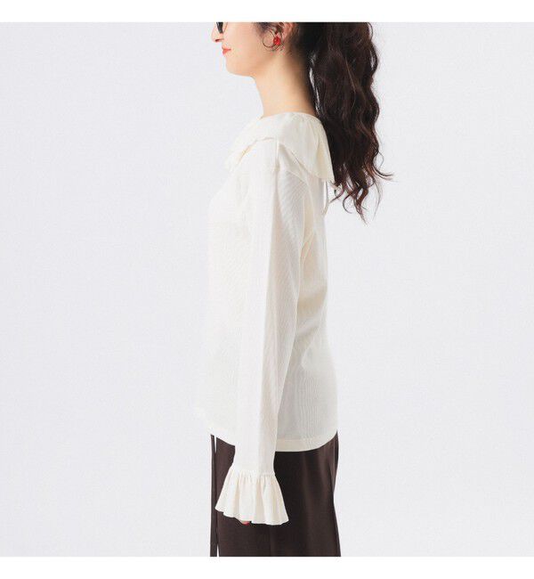 BEAMSBOY「リブ フリル ギャザー ロングスリーブ」|Tシャツ・カットソー|