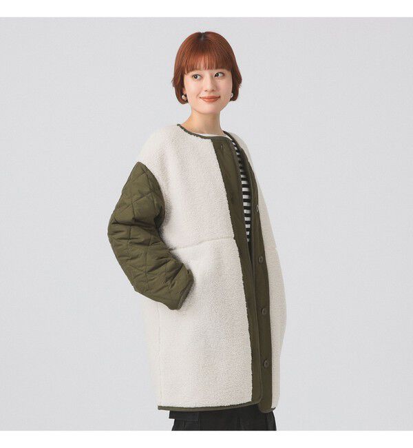 Ray BEAMS 「ボア キルト リバーシブル コート」|ダッフルコート|