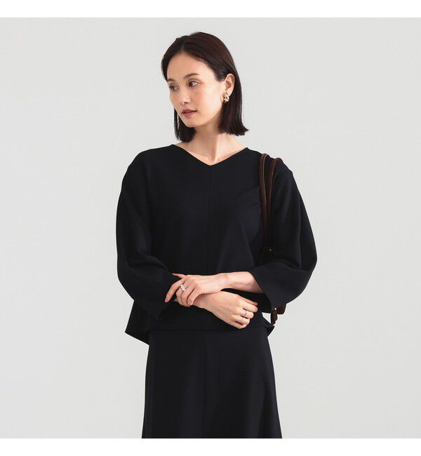 Demi-Luxe BEAMS 「レーヨン ナイロン ポンチ Vネック プルオーバー」|Tシャツ・カットソー|