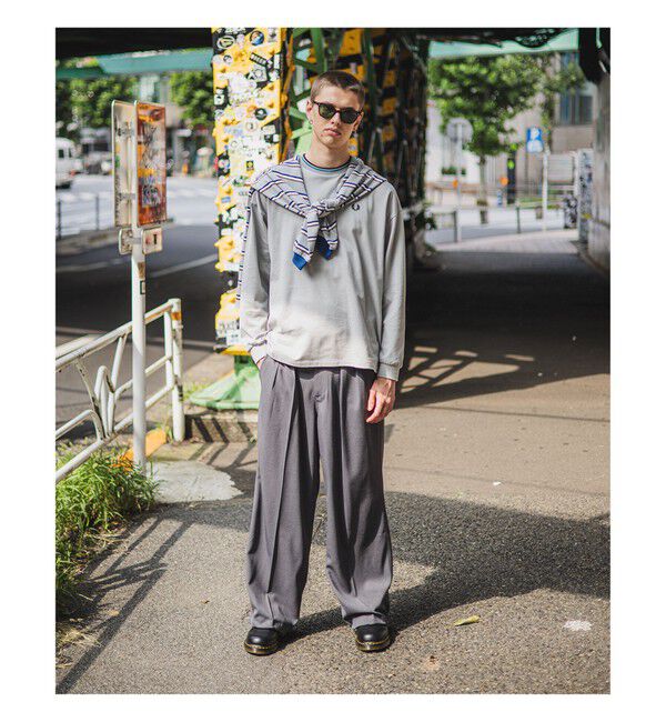 BEAMS「ワイドストレート 2プリーツ  スラックス」|チノ|