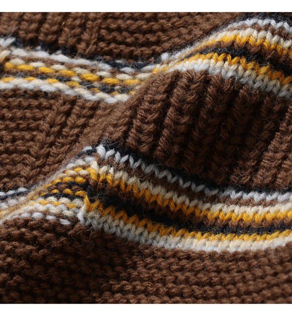 BEAMS「3ゲージ リンクス マルチボーダー クルーネック ニット」|ニット・セーター|