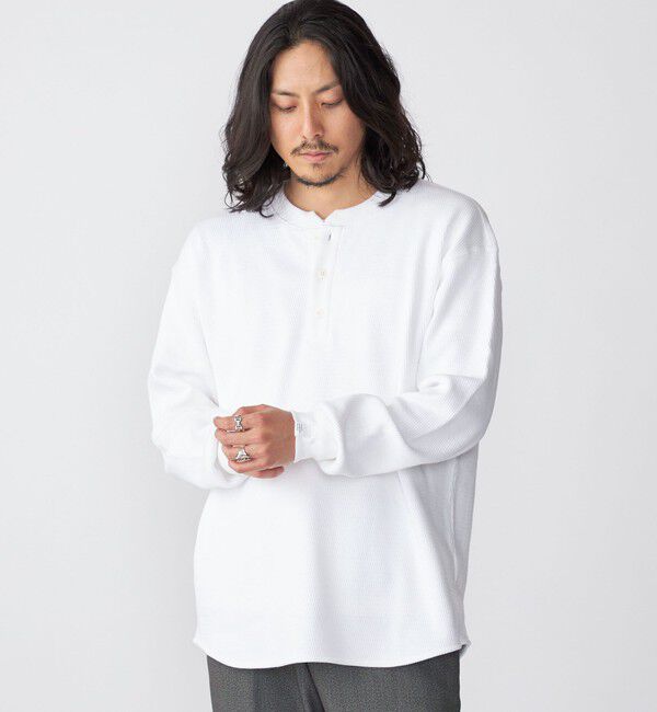 SHIPS「【SHIPS別注】THYARD:  ヘンリーネック サーマル 長袖 カットソー」|Tシャツ・カットソー|ホワイト