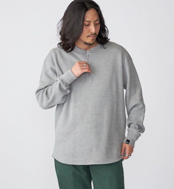 SHIPS「【SHIPS別注】THYARD:  ヘンリーネック サーマル 長袖 カットソー」|Tシャツ・カットソー|グレー